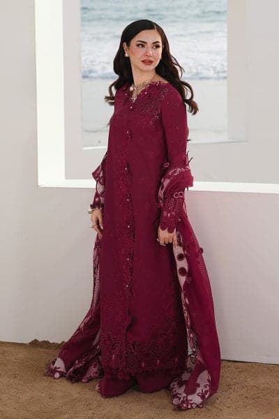 Qalamkar Premium Embroidered Lawn 3 Piece Suit - SA-14